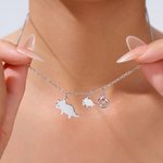 Personalised Mom and Baby Dinosaur Necklace with Birthstone Christmas Birthday Anniversary Gift for Women