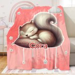 Personalised Moon Cloud Star Cute Cartoon Sleeping Animal Soft Throw Blanket with Name Home Decor Birthday Christmas Gift for Kids