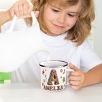 Personalized Gingerbread Candy Initial 12 oz Enamel Mug with Name Daily Use Christmas Gift for Kid Family