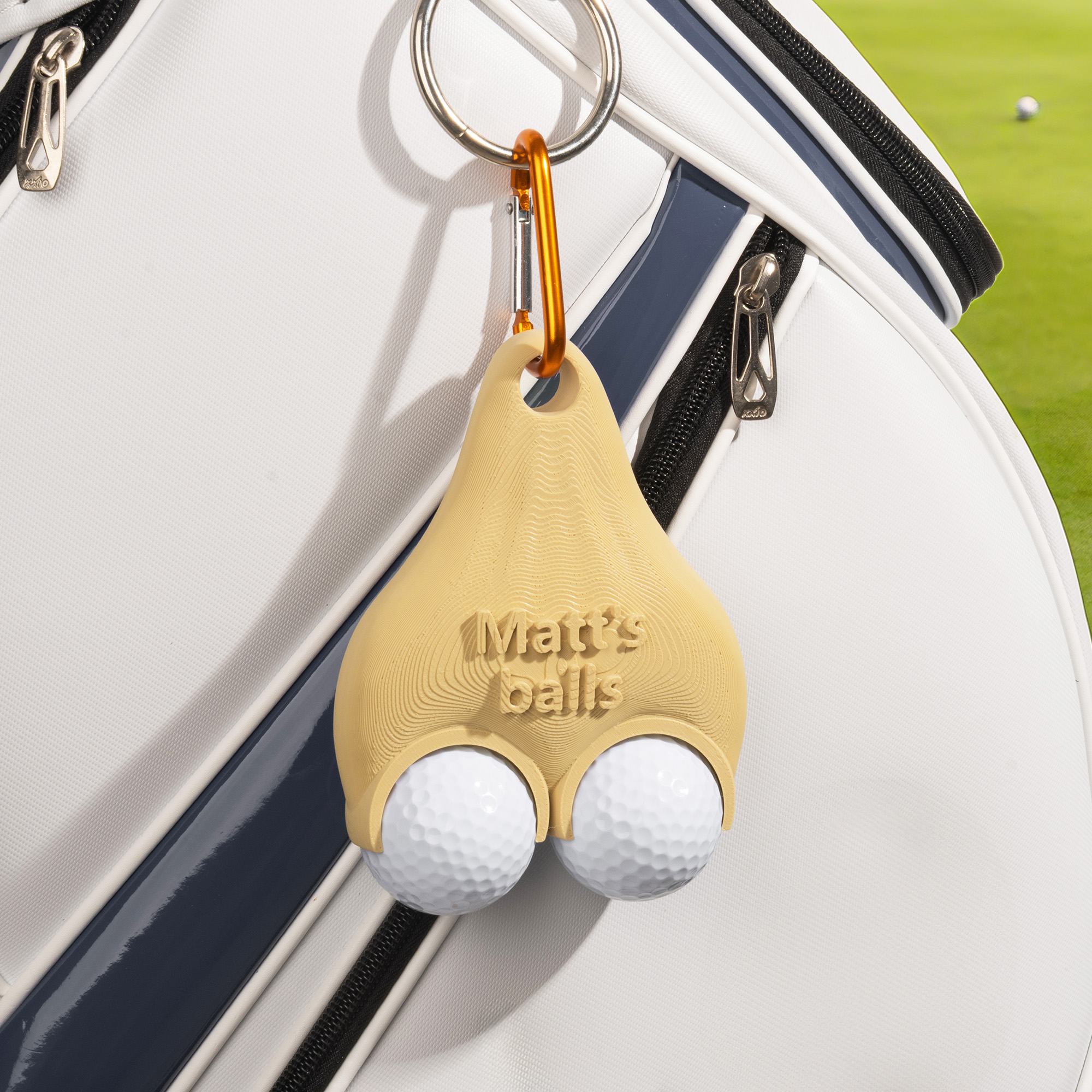 Porte-balles de golf avec clip personnalisé imprimé en 3D Texte drôle Multicolore Accessoire de club de golf Sports Anniversaire Cadeau de Noël pour les amoureux du golf