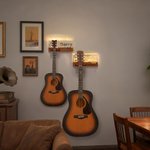Personalized Wooden Musical Note LED Guitar Wall Mount Hanger with Engraved Name Home Decor Music Studio Birthday Gift for Guitar Player Lover