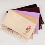 Personalised Colourful Embroidered Birth Flower Soft Warm Tassel Scarf with Name Anniversary Birthday Christmas Gift for Women Men