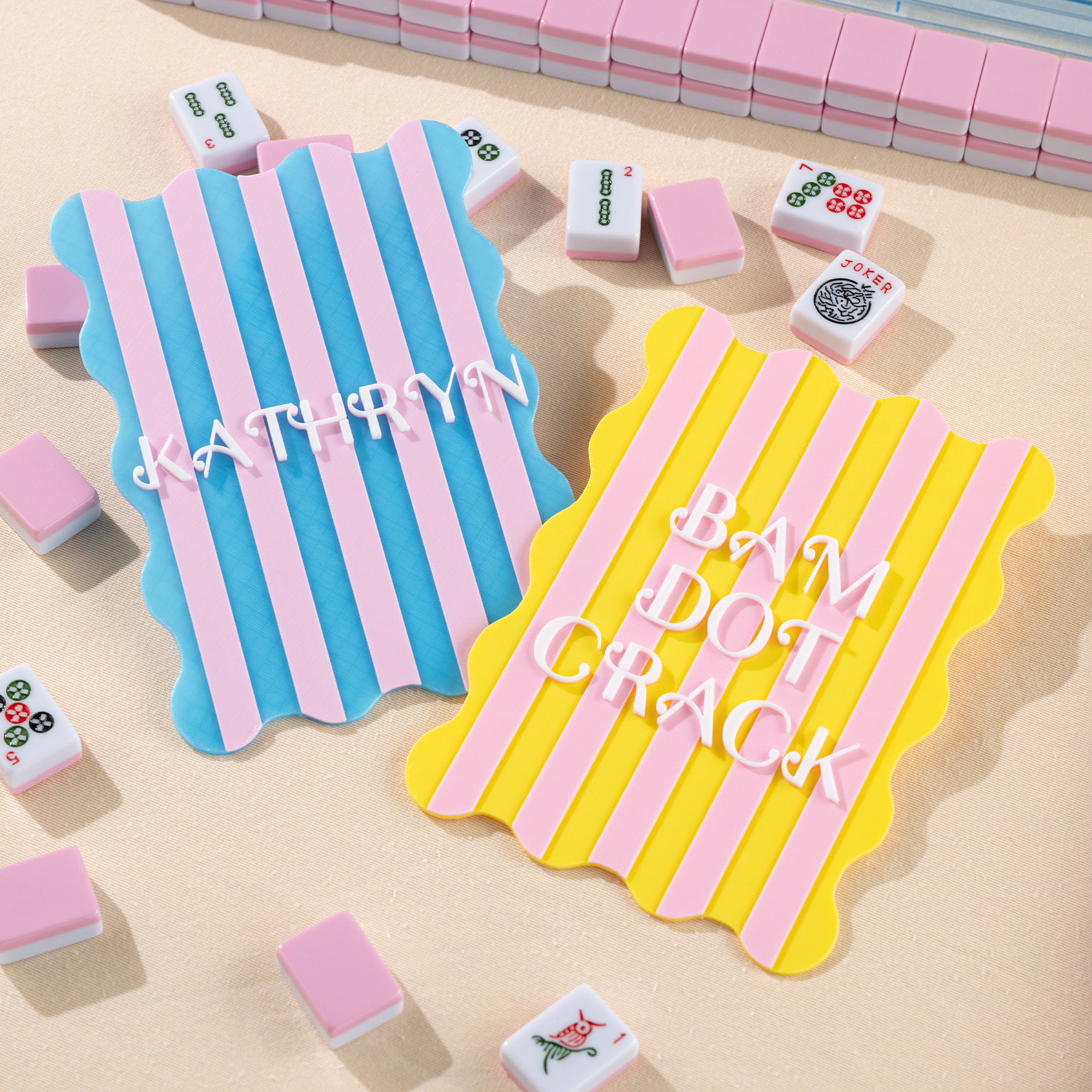 Mélangeur de tuiles de mahjong imprimé en 3D avec nom Cadeau d'anniversaire pour les amateurs de mahjong