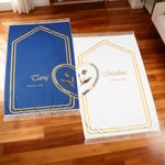Personalized Elegant Couple Prayer Mat Prayer Rosary with Name and Text Set of 2 Ramadan Eid Islamic Wedding Gift for Couples