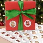 Personalized Reindeer Christmas Theme Initial Waterproof Stickers Labels with Name Christmas Decor Party Favors for Family Friends
