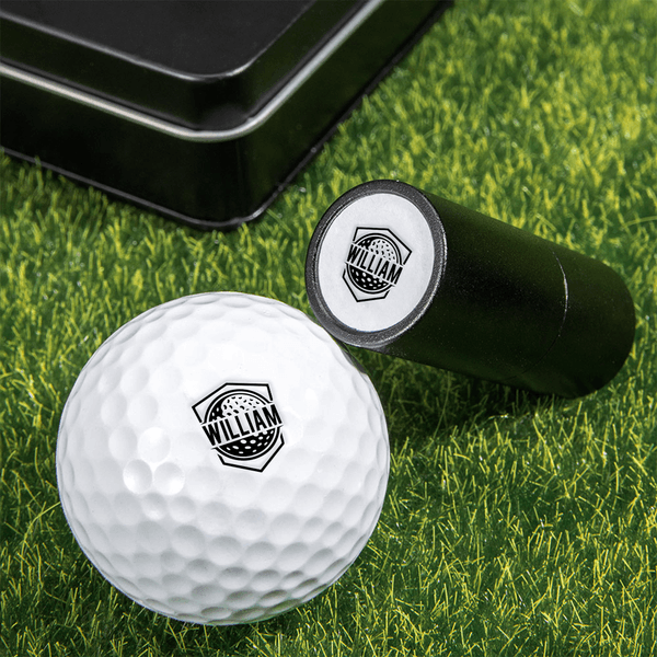 Personalised Funny Monogram Self-Inking Golf Ball Stamp with Metal Storage Box and Name or Initial Golf Accessory Birthday Gift for Golfers