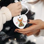 Personalisierte niedlichen Cartoon Rentier Weihnachten Lichter Schneeflocke Keramik Weihnachtsschmuck mit Namen Home Decor Weihnachtsgeschenk für Kinder Familie