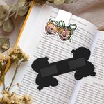 Personalised Bow Heart Locket Magnetic Bookmark Clip with 2 Photos Reading Accessory Christmas Birthday Gift for Book Lovers Bookworms