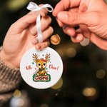 Personalisierte niedlichen Cartoon Rentier Weihnachten Lichter Schneeflocke Keramik Weihnachtsschmuck mit Namen Home Decor Weihnachtsgeschenk für Kinder Familie