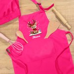 Personalisierte niedliche Weihnachten Rentier einstellbar Kind Schürze Koch Hut Set mit Namen und Tasche Kochen Weihnachtsgeschenk für Jungen Mädchen