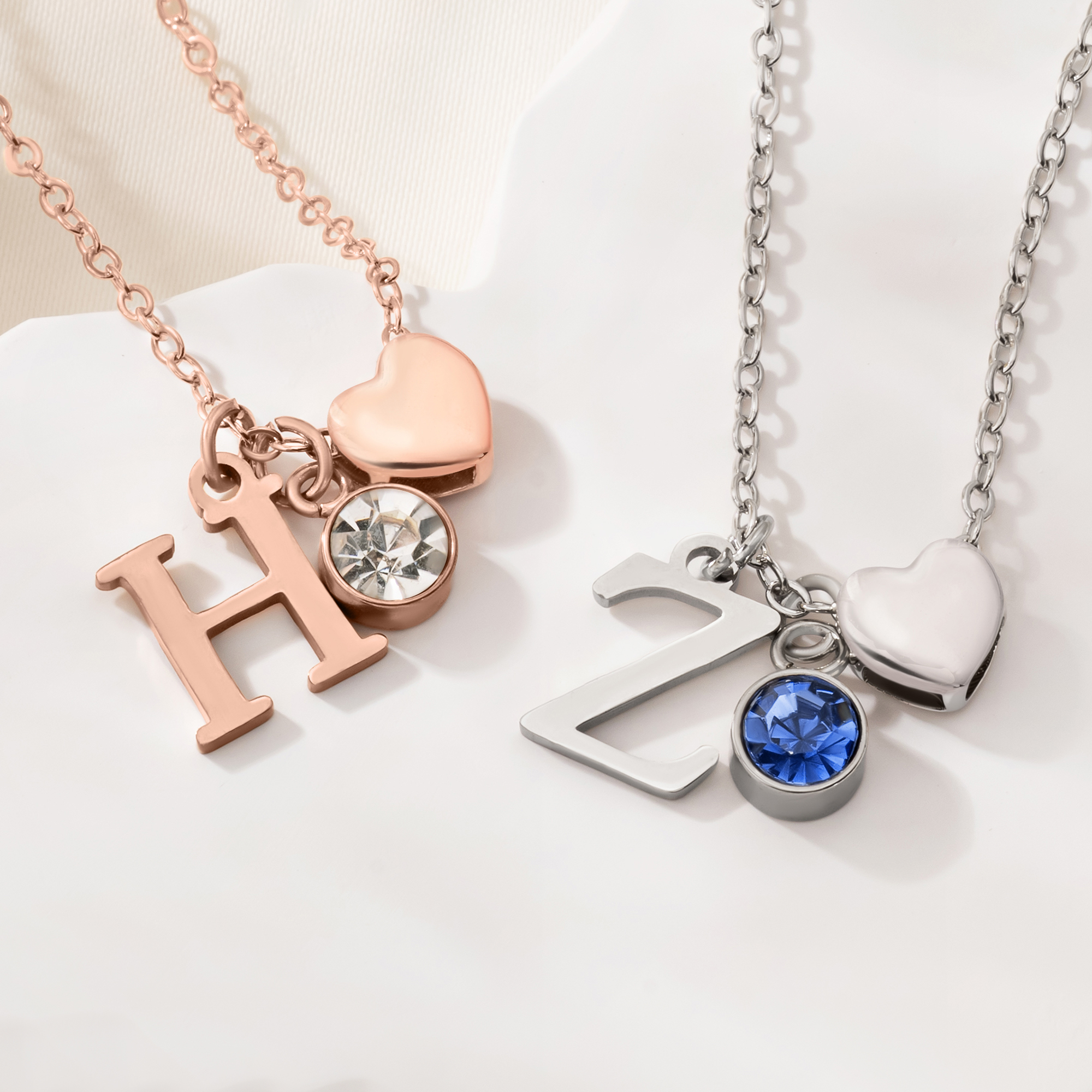 Collier avec pendentif en forme de coeur et pierre de naissance personnalisée Cadeau d'anniversaire de la Saint-Valentin pour les femmes