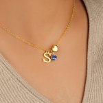 Collier avec pendentif en forme de coeur et pierres de naissance personnalisées Bijoux de Noël Cadeau d'anniversaire pour les femmes et les enfants