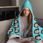 Personlig Roligt ansiktsfoto Flerfärgad mjuk filt med huva Julklapp för vänner Husdjursälskare