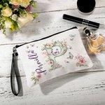 Personlig blomsterbokstav hängande necessär med namnutskrift praktisk reseaccessoar födelsedags och brudtärnegåva för kvinnor