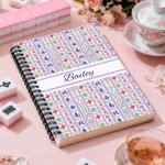 Personalized Mahjong Design Multicolour A5 Spiral Notebook with Name Christmas Birthday Gift for Mahjong Players