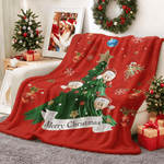 Personalised Christmas Tree Snowflake Soft Throw Blanket with 2-6 Names and Text Home Decor Christmas Gift for Family Friends