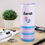 Vaso personalizado de 20 oz con nombre y pajita, con lazo y huella de pie, aislado, con manta de bebé impresa, regalo de cumpleaños y Navidad para una enfermera de UCIN