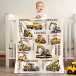 Coperta personalizzata con nome tema veicolo da costruzione regalo ideale per appassionati di mezzi da cantiere