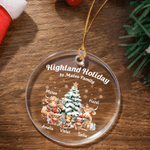 Personalized Cute 1-3 Children Highland Cow Acrylic Ornament with Text Home Tree Decor Christmas Gift for Highland Cow Lovers Family
