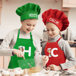 Personalized Cute Cartoon Animal Chef Adjustable Apron Chef Hat Set with Name and Initial Cooking Baking Accessories Birthday Holiday Gift for Kids