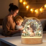 Personalisiertes Waldtier-Design LED-Nachtlicht mit Namen und Holzsockel Kinderzimmer Dekoration Geburtstag Babyparty Geschenk für Jungen Mädchen