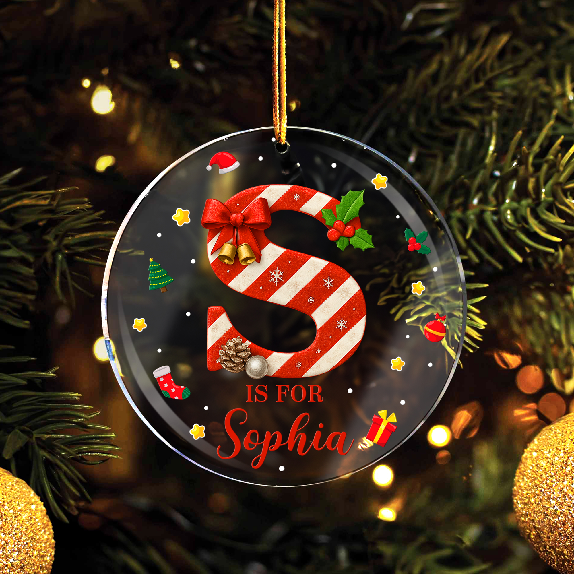Ornement de Noël personnalisé en acrylique Décoration de l'arbre Cadeau de Noël pour la famille et les amis
