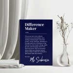 Personalised Difference Maker Multicolor Journal Notebook with Name Text and 100 Line Pages Appreciation Birthday Christmas Gift for Teacher Nurse