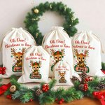 Personlig Snöflinga Söt Hjort Design Canvas Dragsko Presentpåse med Namn Julklapp till Barn Familj Vänner