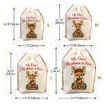 Personlig Snöflinga Söt Hjort Design Canvas Dragsko Presentpåse med Namn Julklapp till Barn Familj Vänner