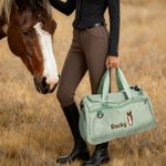 Personalised Embroidered Horse Face Name Waterproof Large Travel Duffle Bag with Shoe Compartment Equestrian Birthday Gift for Horse Lovers