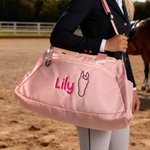 Personalised Embroidered Horse Face Name Waterproof Large Travel Duffle Bag with Shoe Compartment Equestrian Birthday Gift for Horse Lovers