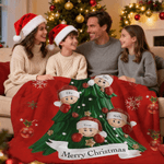 Personalised Christmas Tree Snowflake Soft Throw Blanket with 2-6 Names and Text Home Decor Christmas Gift for Family Friends