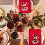 Personalized Cute Christmas Reindeer 100% Cotton Red Napkin with Name Table Decor Christmas Gift for Family Friends