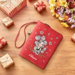 Personalized Cartoon Girl Flying Birth Flower PU Leather Folded Wristlet Wallet with Name and Multiple Card Slots Birthday Anniversary Gift for Women
