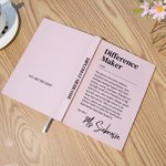 Personalised Difference Maker Multicolor Journal Notebook with Name Text and 100 Line Pages Appreciation Birthday Christmas Gift for Teacher Nurse
