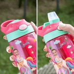 Personalized Vehicle Helmet Face Photo 16 oz Kid Water Bottle with Name Birthday Gift for Boys Girls