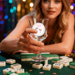 Personalized Mahjong Cocktail Pattern Waterproof Stickers with Name Gift Decor Mahjong Party Gift for Mahjong Lovers