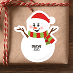 Personalised Cute Snowman Design Christmas Waterproof Stickers Labels with Name and Year Christmas Decor Party Favors for Family Kids