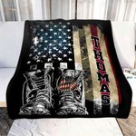 Personalized American Flag Soft Throw Blanket with Name Veterans Day Father's Day Birthday Gift for Soldiers Patriots