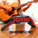 Personalised 3D Printed Heavy Metal Band Style Guitar Pick Holder with Text Music Studio Daily Use Gift for Guitarist Music lover