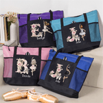 Personalized Cartoon Ballet Girl Large Capacity Tote Bag with Name and Mesh Pockets Christmas Birthday Gift for Friends Ballet Dance Lovers