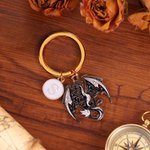 Gepersonaliseerde Donkere Draak Draagbare Sleutelhanger met Initiaalbedeltje Dagelijks Gebruik Verjaardagscadeau voor Drakenliefhebbers