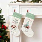 Personalized Watercolour Santa Claus Reindeer Nutcracker Christmas Stocking with Name Home Decor Christmas Gift for Kids Family Friends