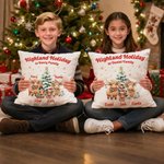 Personalisierte Hochlandkuh Familie Schneeflocke weichen Wurf Kissenbezug mit Namen Home Decor Weihnachtsgeschenk für Familie Hochland Kuh Liebhaber
