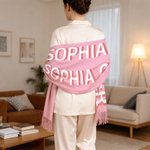 Personalisierte Schatten Name Multicolor Soft Warm Tassel Schal Jahrestag Winter Geburtstag Geschenk für Frauen Männer