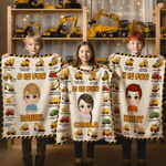 Personalized Excavator Cartoon Character Soft Throw Blanket with Name and Initial Nursery Room Decor Birthday Gift for Boys Girls