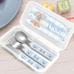 Personalisierte niedlichen Hochland Kuh Safe Edelstahl Gabel Löffel Messer 3 Stück Besteck Set mit Namen und Fall zurück zu Schule Geburtstag Geschenk für Jungen Mädchen