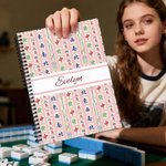 Personalized Mahjong Design Multicolour A5 Spiral Notebook with Name Christmas Birthday Gift for Mahjong Players