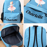 Personalized Cartoon Ballerina Girl Backpack Drawstring Bag Water Bottle with Name Sports Accessories Christmas Birthday Gift for Her
