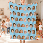 Personalized Funny Face Photo Multicolour Soft Throw Blanket Home Decor Christmas Birthday Gift for Family Friends Pet Lovers